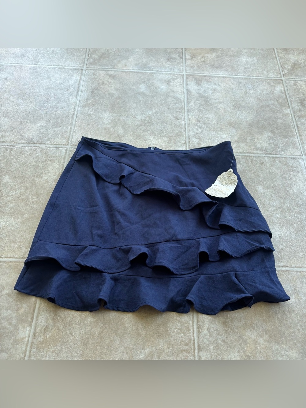 Altar'd State Navy Ruffle Tiered Mini Skirt